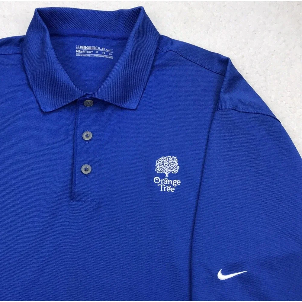 Orange Tree Golf Nike Fit Dry Polo Shirt Mens XL Blue Embroidered Logo Casual AR